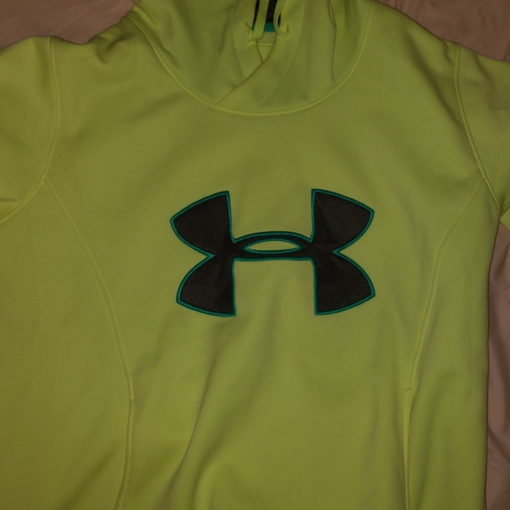 neon yellow under armour sweatshirt